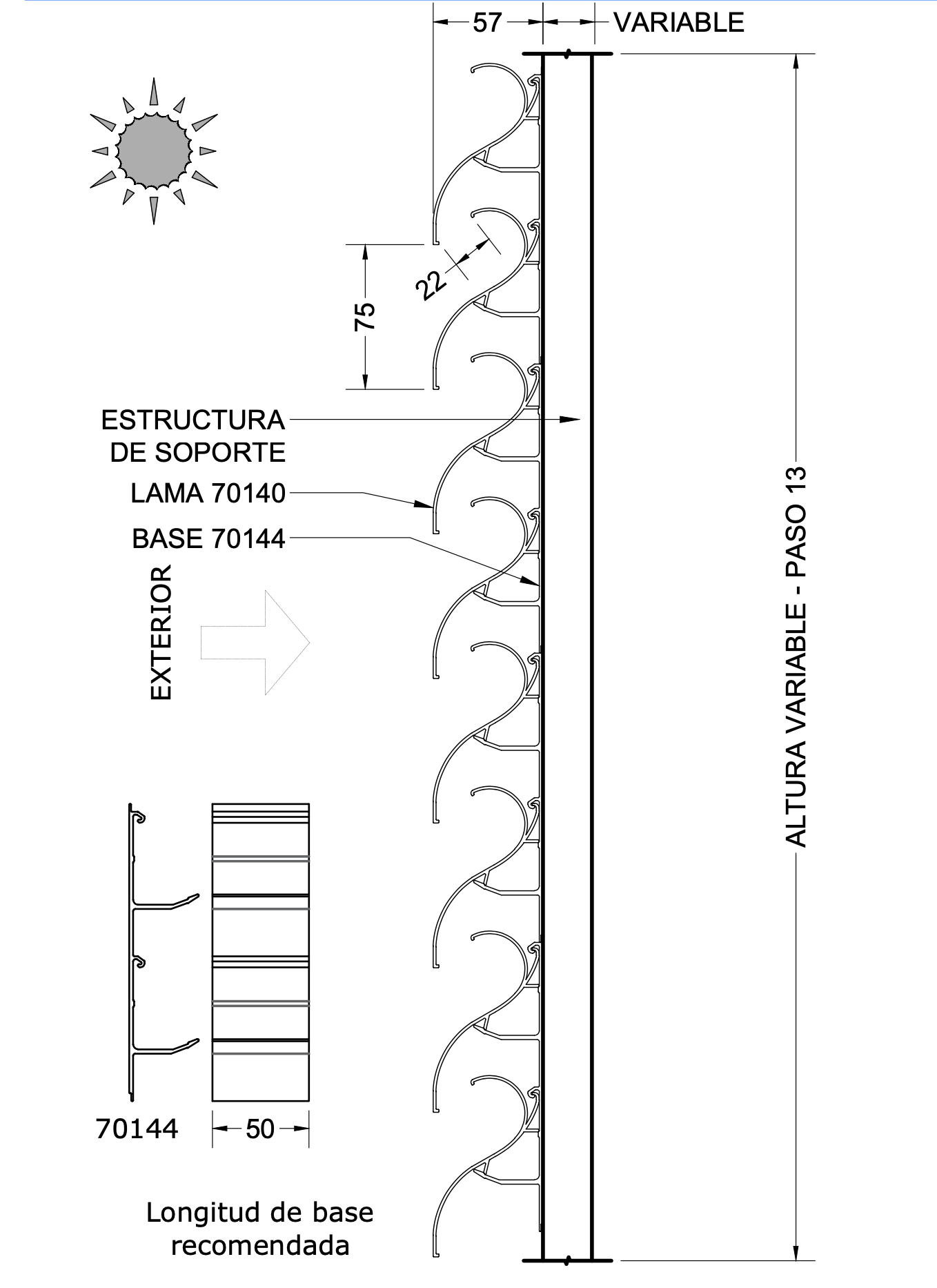 Lamas curvas paso fijo anti tormenta